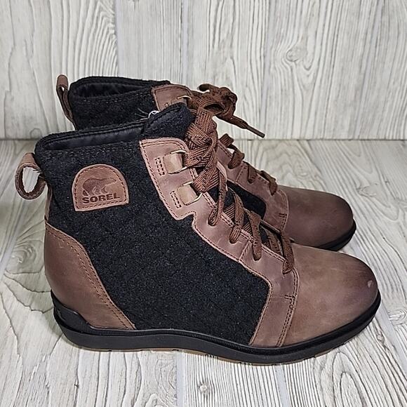 Sorel Evie II NW Lace Up Ankle Wedge Booties Womens 9.5 NEW - Picture 2 of 13